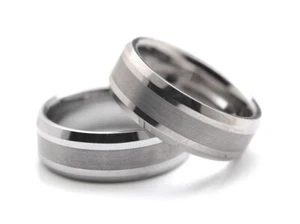6/8mm Men's Tungsten Carbide Brushed Satin Finish Wedding Band Ring Comfort Fit - Picture 1 of 4