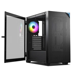 VETROO AL800 Black Mid Tower PC Computer Case E-ATX/ATX Tempered Glass Type-C - Afbeelding 1 van 8