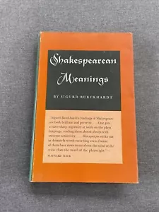 1968 SHAKESPEAREAN MEANINGS Sigurd Burckhardt Hb DJ - Foto 1 di 10
