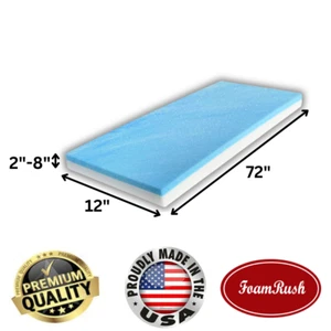 FoamRush 12" x 72" Cool Gel Memory Foam Seat Cushion Replacement Medium Firm USA - Picture 1 of 12