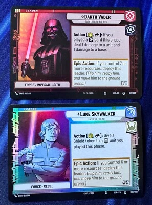 Star Wars Unlimited Spark of Rebellion FOIL Vader & Skywalker Leader Cards - Image 1 of 4