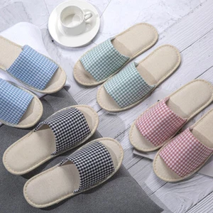 Womens Mens Indoor Slippers Anti-slip Linen Open Toe Home Flat Slippers Shoes~ - Picture 1 of 15