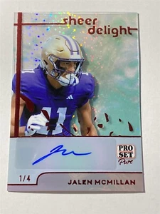 JALEN MCMILLAN bucs 2024 Leaf Pro Set Pure Sheer Delight Sparkle Red AUTO 1/4 - Imagen 1 de 2