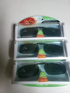 3 Pairs Solar Shield Optics Polarized Clip On Sunglasses 52 Rec 15 Grey Lens - Picture 1 of 1