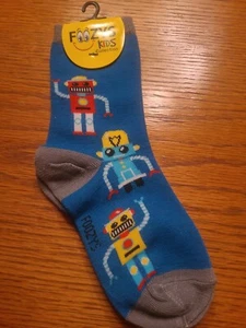FOOZYS Unisex Kids Socks-Two Pairs-Robots-Children's Socks-Blue-Ready for Play - Picture 1 of 3