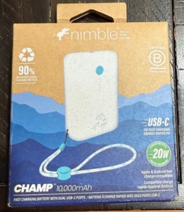 Chargeur portable Nimble Champ 10 000 mAh 20 W PD RAPIDE BANQUE D'ALIMENTATION - BLANC - NEUF - Photo 1 sur 2