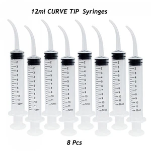 8 Packs Disposable 12ML Dental Syringe Dental Irrigation Syringe with Curved Tip - Imagen 1 de 1