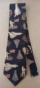 Smithsonian Institution Necktie Columbia Mercury Lunar Landing Apollo 11 Rare VT - Picture 1 of 2