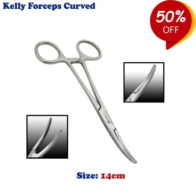 TK PLUS SURGICAL HEMOSTAT HAEMOSTATIC FORCEPS KELLY CURVED CM.14 GRASPING SMALL OBJECTS