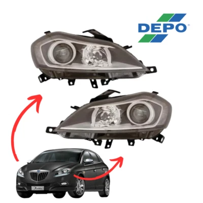 DEPO COPPIA FARI LANCIA DELTA DAL 2008 H7-H7 FANALI PROIETTORI DX & SX C/MOTORINO