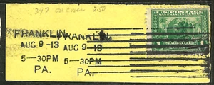Sc # 397 Double Strike Error Franklin PA Cancel 1 Cent Panama Pacific US 60F22 - Picture 1 of 1