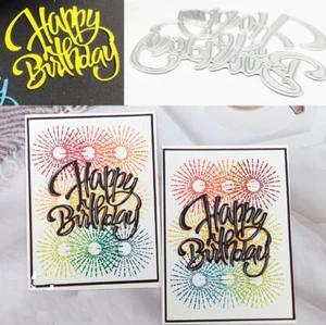 Metal Cutting Dies Happy Birthday Wishes Words DIY Scrapbooking Paper Card Craft - Picture 1 of 6
