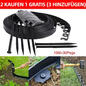 Bordo per prato da giardino 10 m bordo flessibile in plastica con 30 chiodi forti - Foto 1 di 17