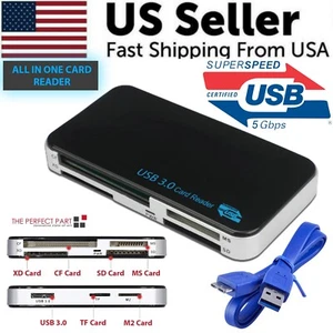 USB 3.0 Memory Card Reader Adapter 5GBPS Fit For CF/TF/SD/Micro SD/XD/M2/MS Card - Picture 1 of 12