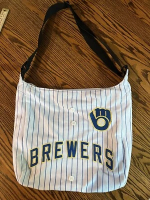 MLB Milwaukee Brewers Jersey Cartera Bolso Bandolera Hombro Rayas Béisbol Foto 1 de 4
