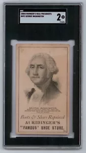 Tarjeta 1880’s HD2a RIDINGER’S SHOE STORE ~ GEORGE WASHINGTON, SGC 2, BUENA, POP 1 - Imagen 1 de 2