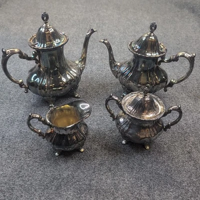 Juego de servicio de té café plato de plata vintage toalla pátina de café de la gran duquesa Foto 1 de 4