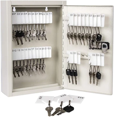 Key Storage Lock Box with Code, Locking Key Cabinet, 40 Key Holder Wall Mount wi - Image 1 of 4