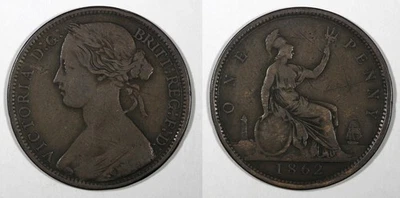 Grã-Bretanha Victoria Bronze 1862 1 centavo KM# 749,2 (28 188) - Imagem 1 de 3