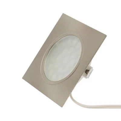 ROLUX LED-Einbauleuchte 66x66mm, 12VDC 3200K 55000h, matt-chrom, 1,8m Kabel, A+ - Bild 1 von 3