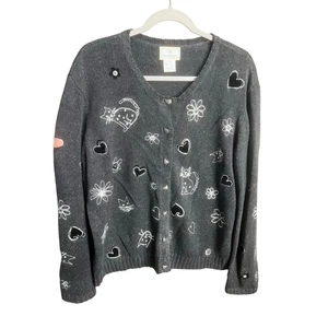 Cárdigan de Gato Tejido Bordado Susan Bristol De Colección Suéter con Botones XL Coqueta - Imagen 1 de 24