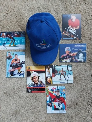 Biathlon Fan Paket ,7 Autogrammkarten plus 1 original Kappe WM 2004 in Oberhof - Bild 1 von 4