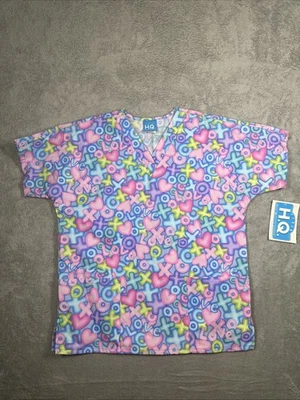 H.Q. Scrub Xoxo Hearts Women’s Scrub Size Small Multicolor NWT - Image 1 of 4