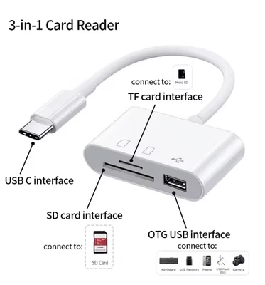 USB C to SD Memory Card Reader USB OTG Adapter - Image 1 of 4