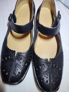Hotter Chile Laser Cut-Out Black Leather Mary Janes Shoes Women Size US 8 - Picture 1 of 13