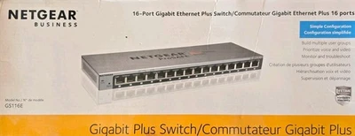 New Netgear GS116E ProSafe Plus Switch 16-Port Gigabit Switch - Image 1 of 2