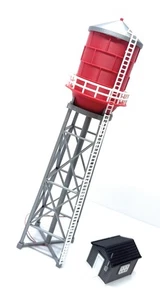 1:87 HO Scale Water Tower with Shed - Red/Silver (Gray Shed) - Picture 1 of 2
