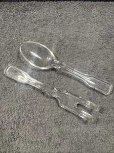 Vintage Glas Salatbesteck "Löffel + Gabel" groß 8,5" - Bild 1 von 7