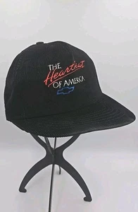 Vintage 90's Hat The Heartbeat Of America Chevrolet SnapBack Corduroy Black Cap - Picture 1 of 14