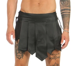 Mittelalter  Rock Kilt Echt Leder  Schnürung seitlich B Legionär Clubwear XS-3XL - Bild 1 von 9