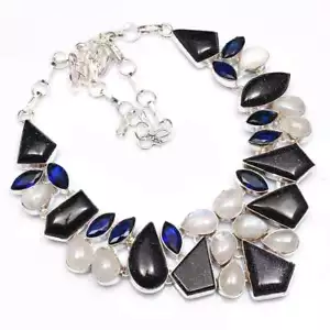 Blue Sunstone Tanzanite Handmade Big Necklace Jewelry 93 Gms LV-214 - Picture 1 of 1