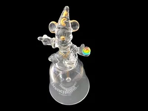 Disneyland Mickey Mouse Vintage Glass Dinner Bell Clear Gold Accent Crystal Ball - Picture 1 of 8