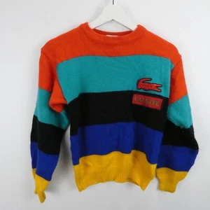 Izod Lacoste Sweater Youth S (8-10) Striped Rainbow Retro Crewneck VINTAGE 80s - Picture 1 of 10