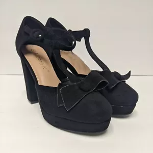 NEW Allegra K Women's Ankle Strap Chunky High Heel Sandals, Black, US 8 Platform - Picture 1 of 10