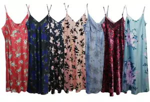 (S3) DAMEN ÜBERGRÖSSE LANGES SATINHEMD NACHTKLEID SLIP UK GRÖSSEN 8-32 - Bild 1 von 11