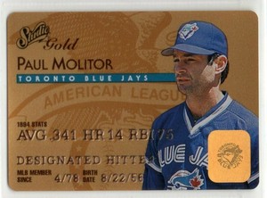 Paul Molitor 1995 Studio Gold #10 Blue Jays HOF