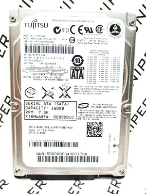 Fujitsu 160GB MHZ2160BJ FFS G2 SATA CA07096-B324000DL HardDrive - WIPED&TESTED - Image 1 of 3