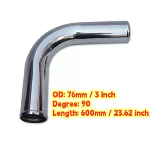 OD 3" 76mm 90 Degree Elbow Aluminum Turbo Intercooler Pipe Piping Tubing L=600MM - Picture 1 of 3