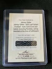 2022 Leaf Valiant Jahmyr Gibbs Auto Redemption Card (Possible 1/1?)