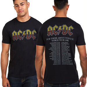 AC/DC Mens T-shirt For Those About To Rock 1982 Tour Black S-XXL Official