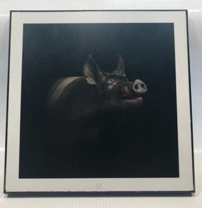 HEARTWOOD HOLLOW HOME DECOR ~ HAMPSHIRE PIG PRINT ON WOOD PLAQUE ~ MADE IN USA - Picture 1 of 7