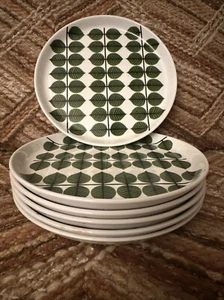 6 Salad Plates - Berså (Bersa) - Stig Lindberg - Gustavsberg - Green Leafs - Picture 1 of 19