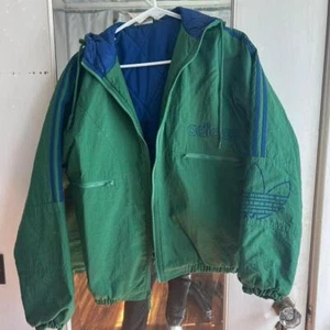 80s Adidas green and blue puffer jacket adidas #pufferjacket - Picture 1 of 2