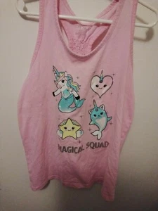 Childrens Place Girls Pink Unicorn Outfit Tank Skirt Large - Picture 1 of 5