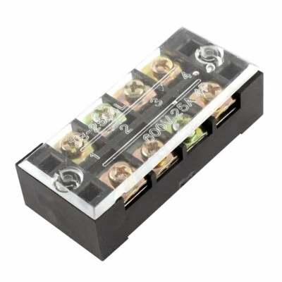 5Pcs 600V 25A TB2504 Dual Rows 4P Covered Barrier Screw Terminal Block Strip - Image 1 of 4