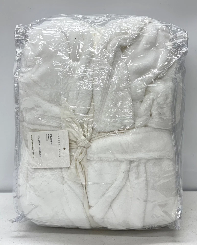 НОВЫЙ плюшевый халат для ванны Pottery Barn ~ ОЧЕНЬ БОЛЬШОЙ ~ белый ~ БЕЗ МОНО - Изображение 1 из 1